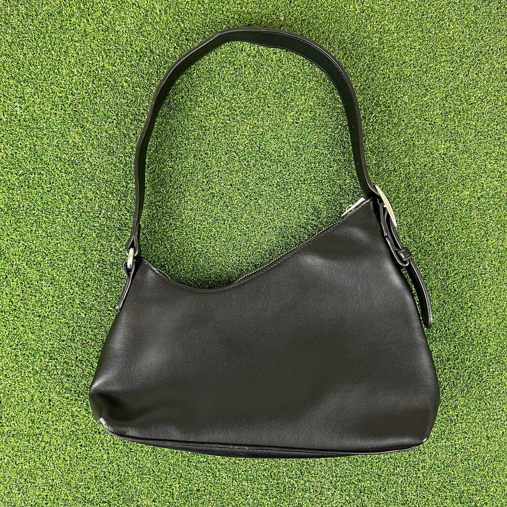 Street Level Black Faux Leaather Asymmetrical Silver Hardware Shoulder Bag
